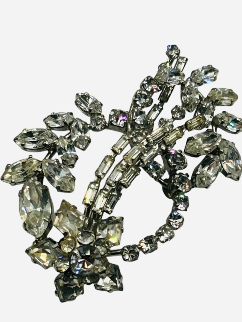 Vintage Austria Clear Rhinestone Layered Comet Brooch